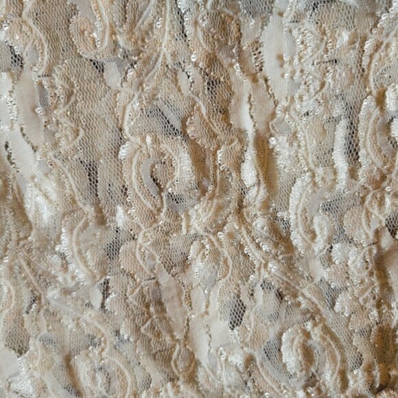 Vintage Private Luxuries White Cream Lace Pearl Beaded Slip Cami - Picture 3 of 7